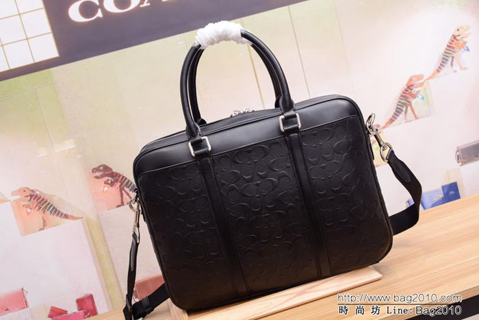 COACH蔻馳 男士手提單肩商務公事包 電腦包 72230 全牛皮浮雕壓花 可單肩斜跨手提  Chz1253